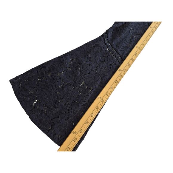 LOFT Dress Size 6 Navy Shift Long Lace Bell Sleeves Cocktail Office Siren Boho - Picture 9 of 10